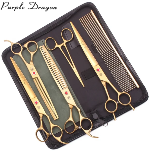 Dog Clippers 8" Japan 440C Scissors Kit Thinning Curved