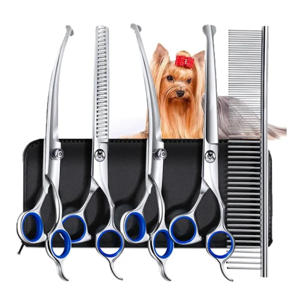Dog Clippers - 5 In 1 Stainless Steel Grooming Scissors Set