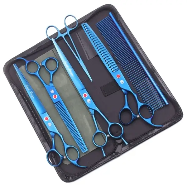 Dog Clippers 8" Japan 440C Scissors Kit Thinning Curved - Image 2