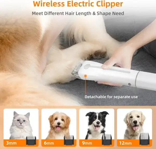 Dog Clippers Kit, 6 Tools, Vacuum Suction & Dryer 2-in-1 - Image 4