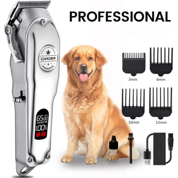 Dog Clippers – Rechargeable Metal Trimmer, Low Noise