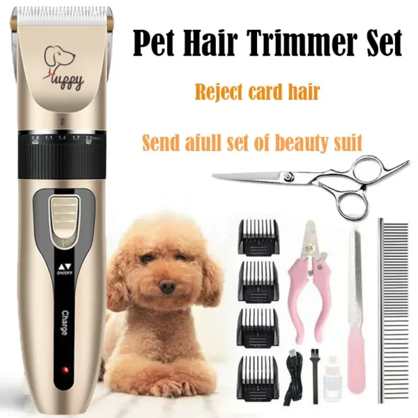 Dog Clippers Set with Ceramic Blade & Cordless Charging